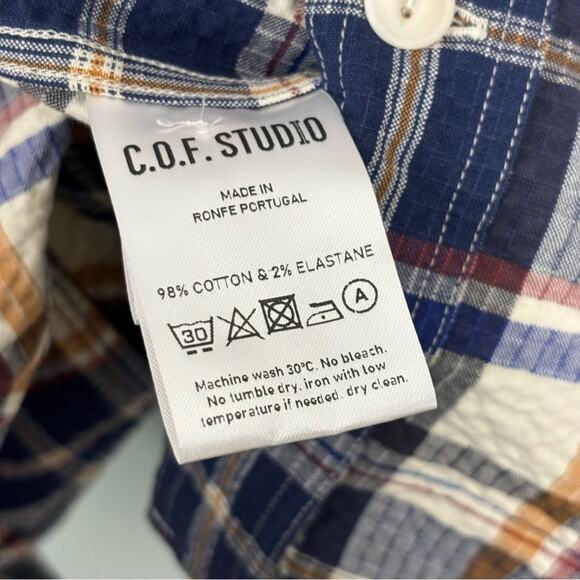 NWT C.O.F Studio Post Man Shirt Dark Blue Navy Medium - Picture 7 of 8
